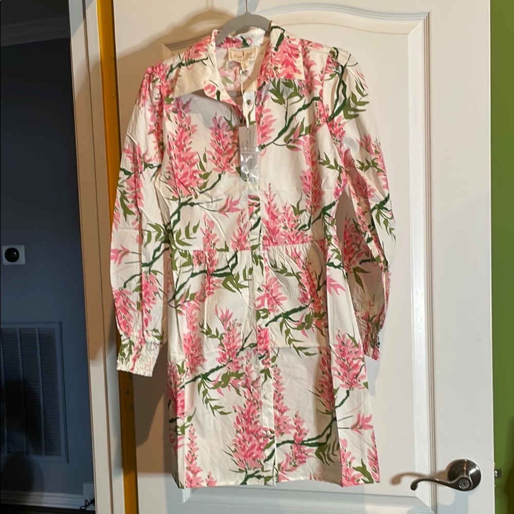 FLORA BEA 🌸Floral Pink and Green Button-Up Dress NWT SMALL